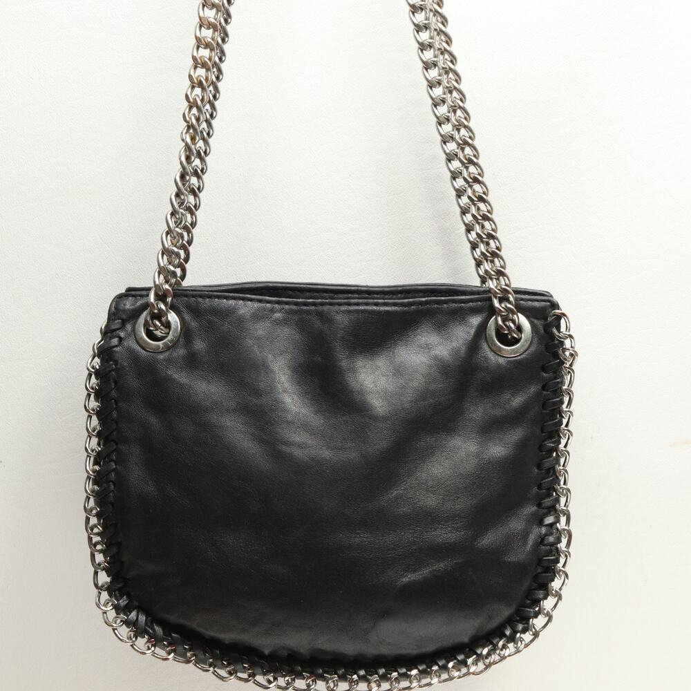 Michael Kors CHELSEA Shoulder Handbag S Black Leather Chain Trim Strap